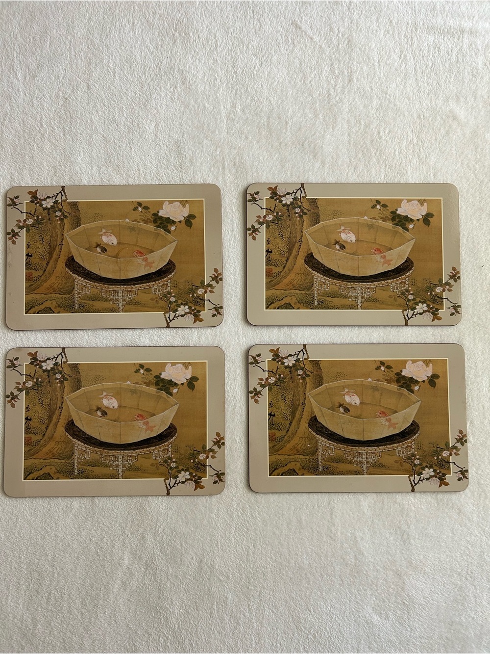 Vintage MMA Metropolitan Museum Of Art Placemats Set of 4 Japanese Goldfish
